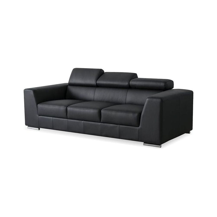 Sofas Icon Sofa Black Premium Leather Adjustable Headreat / Polished Steel Legs