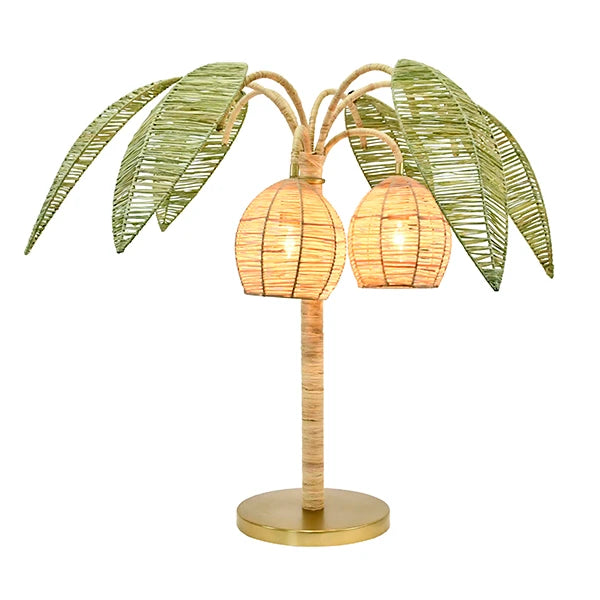 Sola Green And Natural Paper Rafia Table Lamp