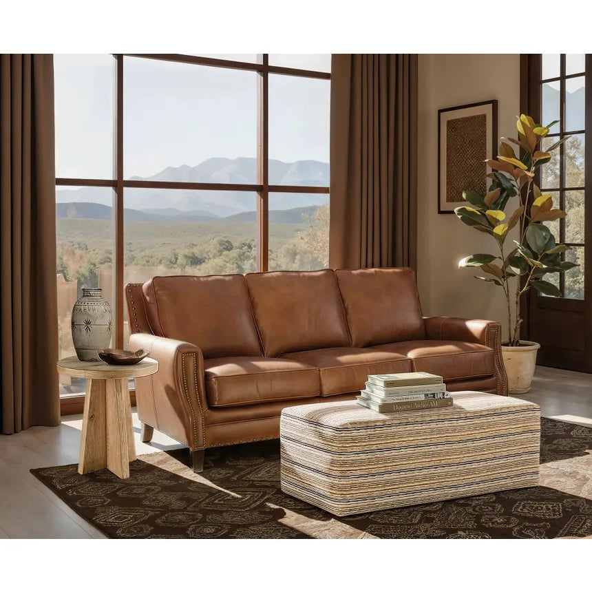 Tuscany Stationary Sofa - Brown - Leather