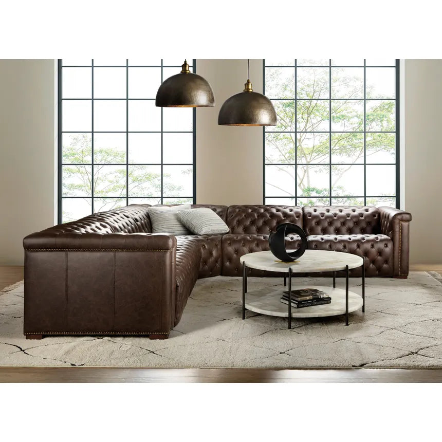 Vanguard Deux 5 Seat Sectional with Three Power Recliners and Six Power Headrests - Beige