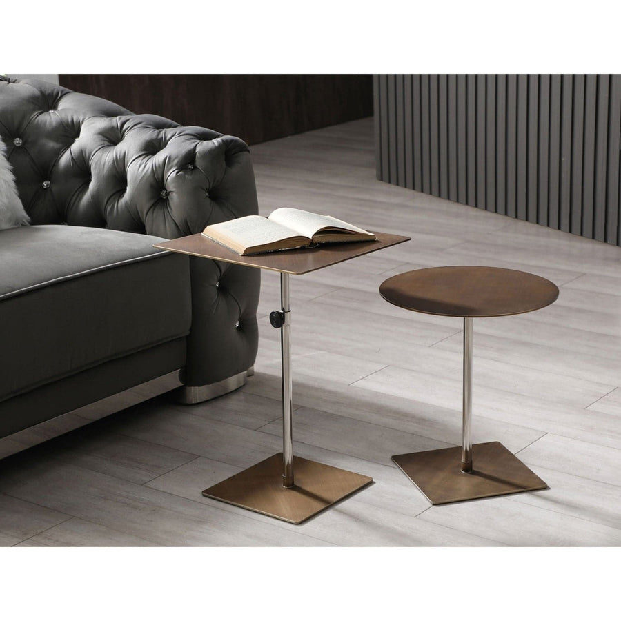 Marley Round Side Table-Whiteline Modern Living-WHITELINE-ST1877-BRZ-Side Tables-1-France and Son