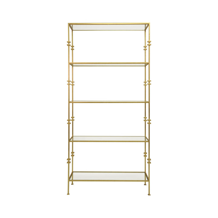 Stewart - Tall Etagere With Square Iron Rings In Gold Leaf