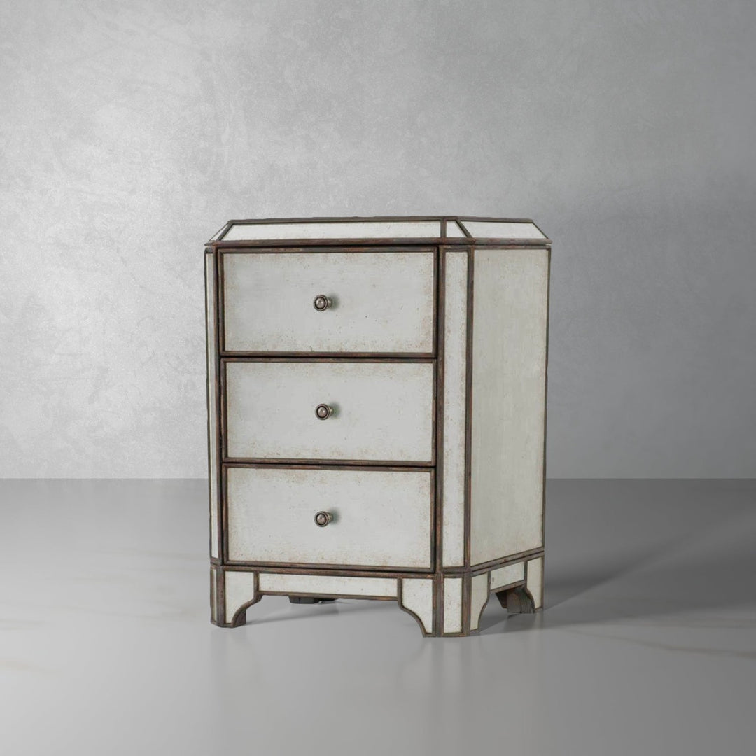 Arabella Mirrored Three-Drawer Nightstand-Hooker-STOCKR-HOOKER-1610-90116-EGLO-Nightstands-1-France and Son