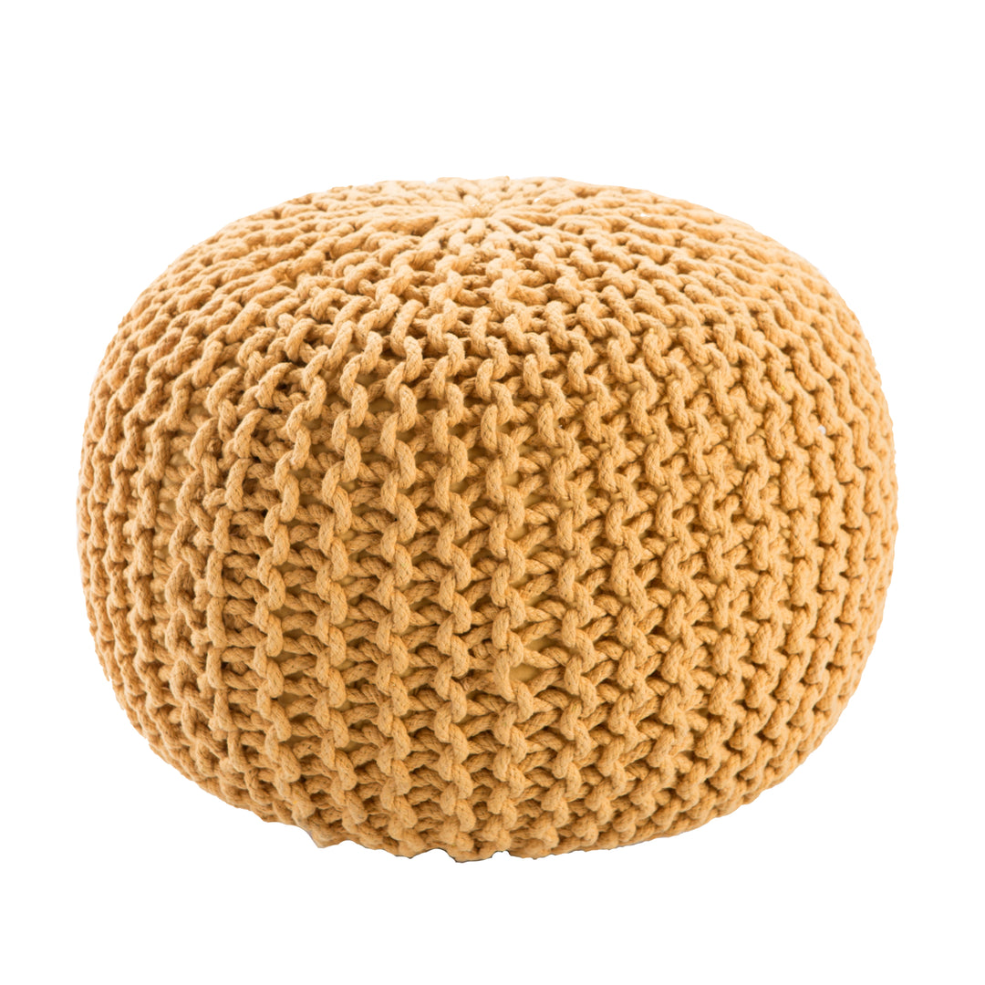 Jaipur Living Spectrum Pouf Textured Yellow Round Pouf