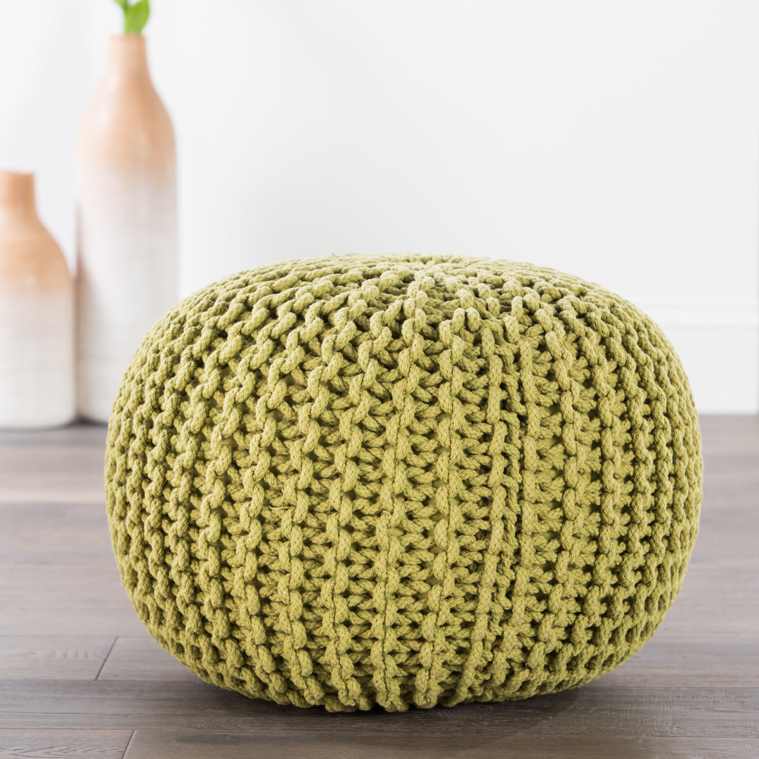 Jaipur Living Spectrum Pouf Textured Green Round Pouf