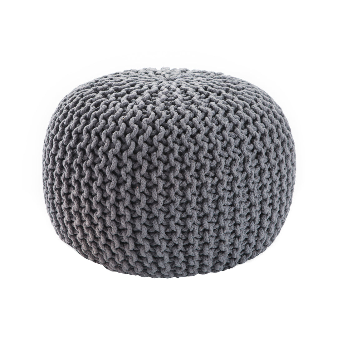 Jaipur Living Spectrum Pouf Textured Gray Round Pouf