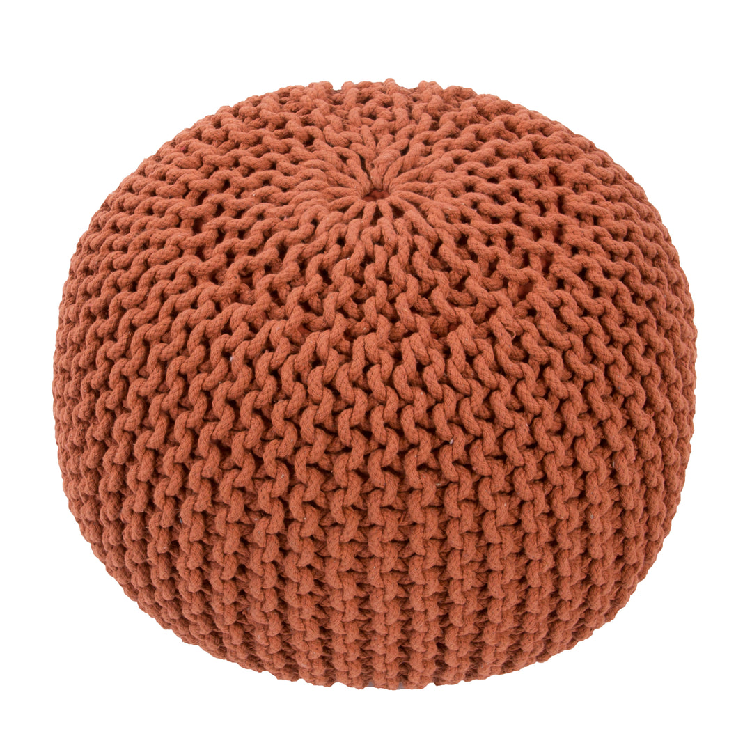 Jaipur Living Spectrum Pouf Textured Orange Round Pouf