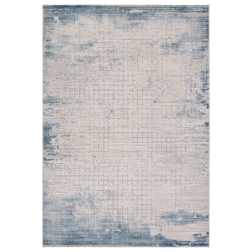 Acacia Abstract Cream/ Blue Runner Rug (2'6