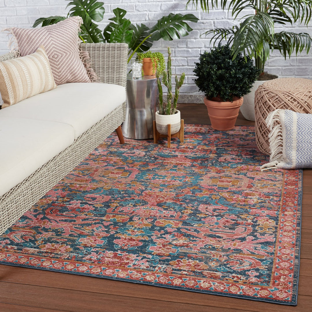 Vibe by Jaipur Living Maven Indoor/ Outdoor Oriental Pink/ Blue Area Rug (9'6"X12'7")