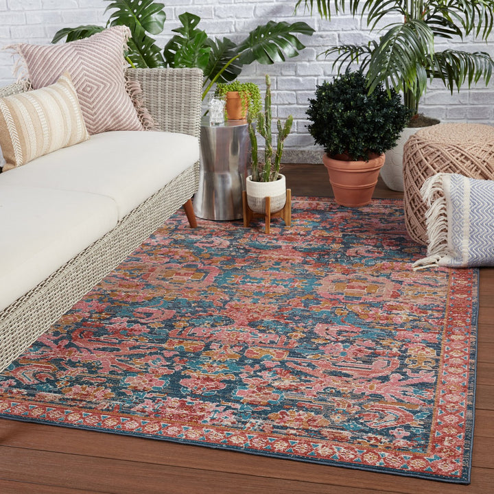 Vibe by Jaipur Living Maven Indoor/ Outdoor Oriental Pink/ Blue Area Rug (4'X5'7")