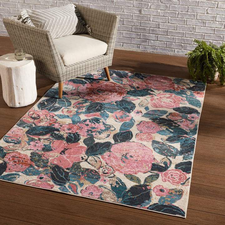 Vibe By Jaipur Living Illiana Indoor/ Outdoor Floral Pink/ Blue Area Rug (9'6"X12'7")