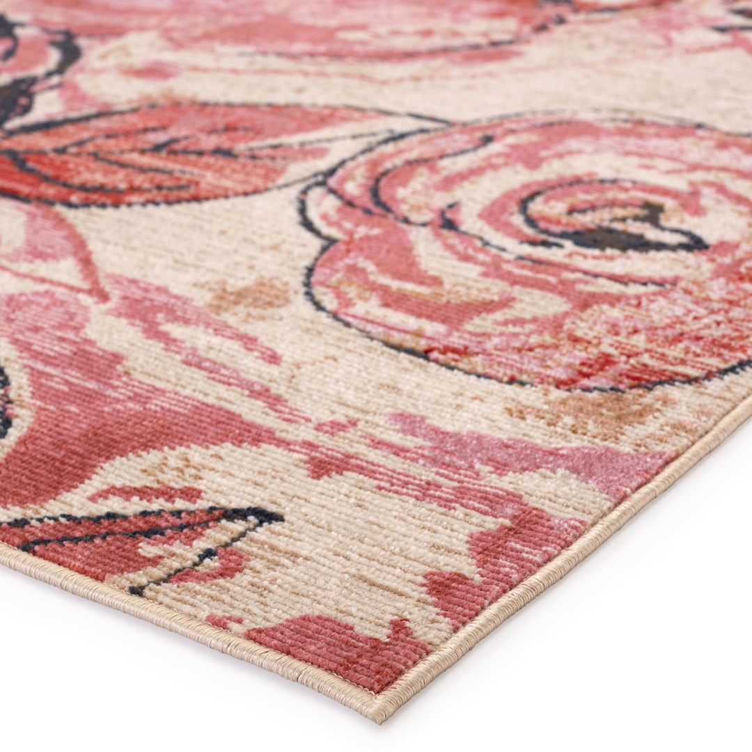 Vibe By Jaipur Living Hermione Indoor/ Outdoor Floral Pink/ Beige Area Rug (4'X5'7")