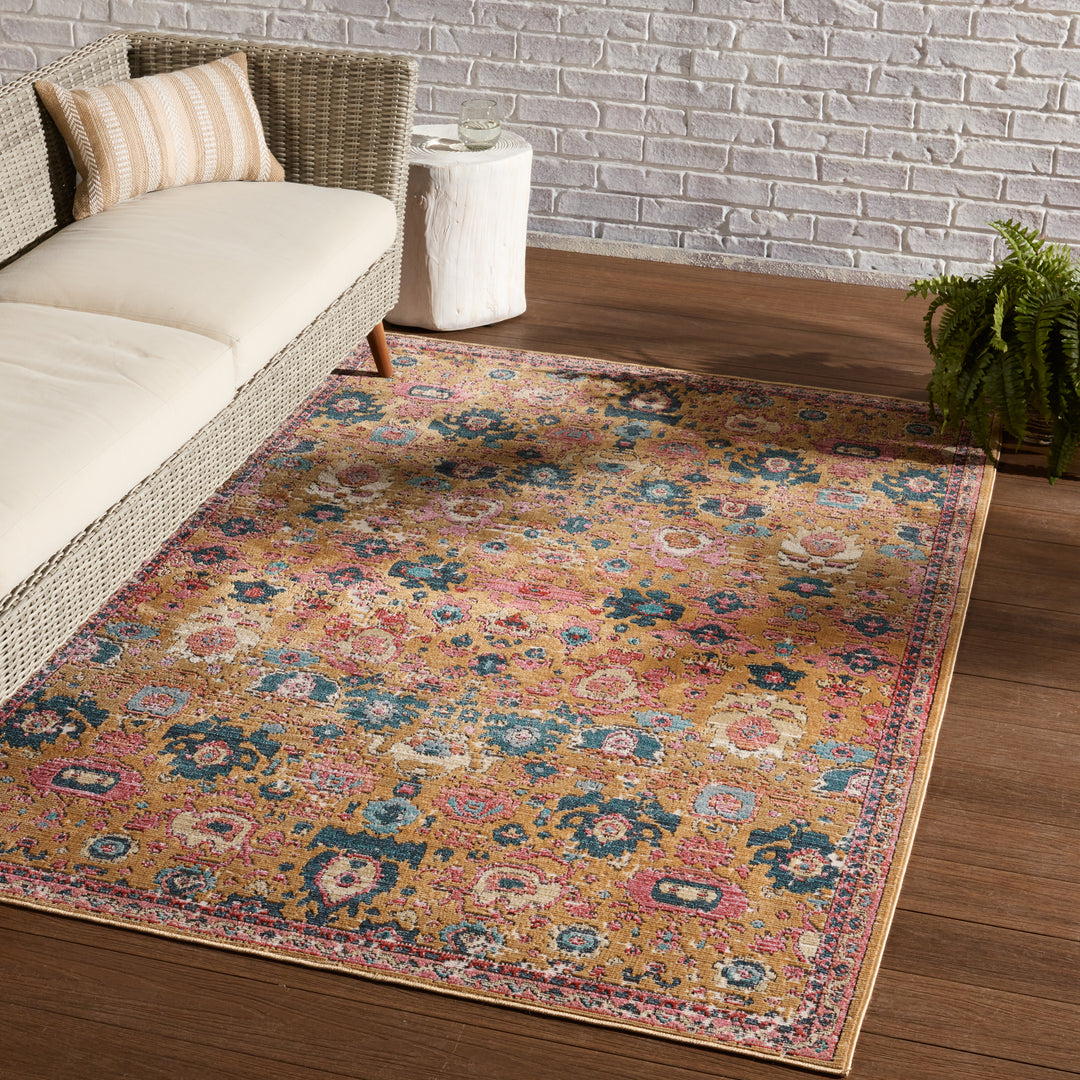 Vibe By Jaipur Living Azura Indoor/ Outdoor Medallion Pink/ Gold Area Rug (5'X7'3")