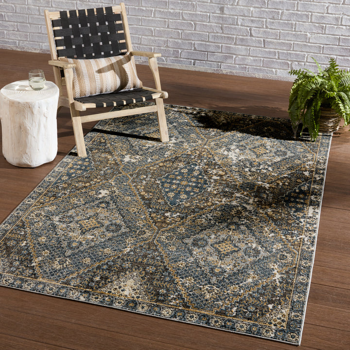 Vibe By Jaipur Living Julia Indoor/ Outdoor Medallion Blue/ Gold Area Rug (2'6"X4')