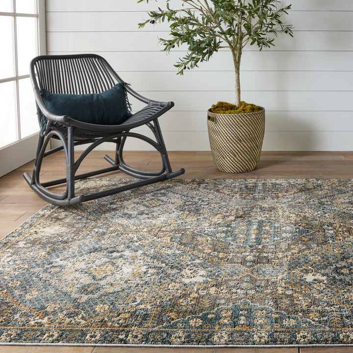 Vibe By Jaipur Living Julia Indoor/ Outdoor Medallion Blue/ Gold Area Rug (2'6"X4')