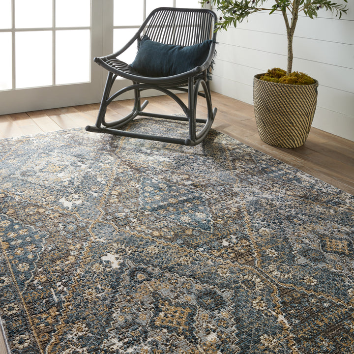 Vibe By Jaipur Living Julia Indoor/ Outdoor Medallion Blue/ Gold Area Rug (8'X10')