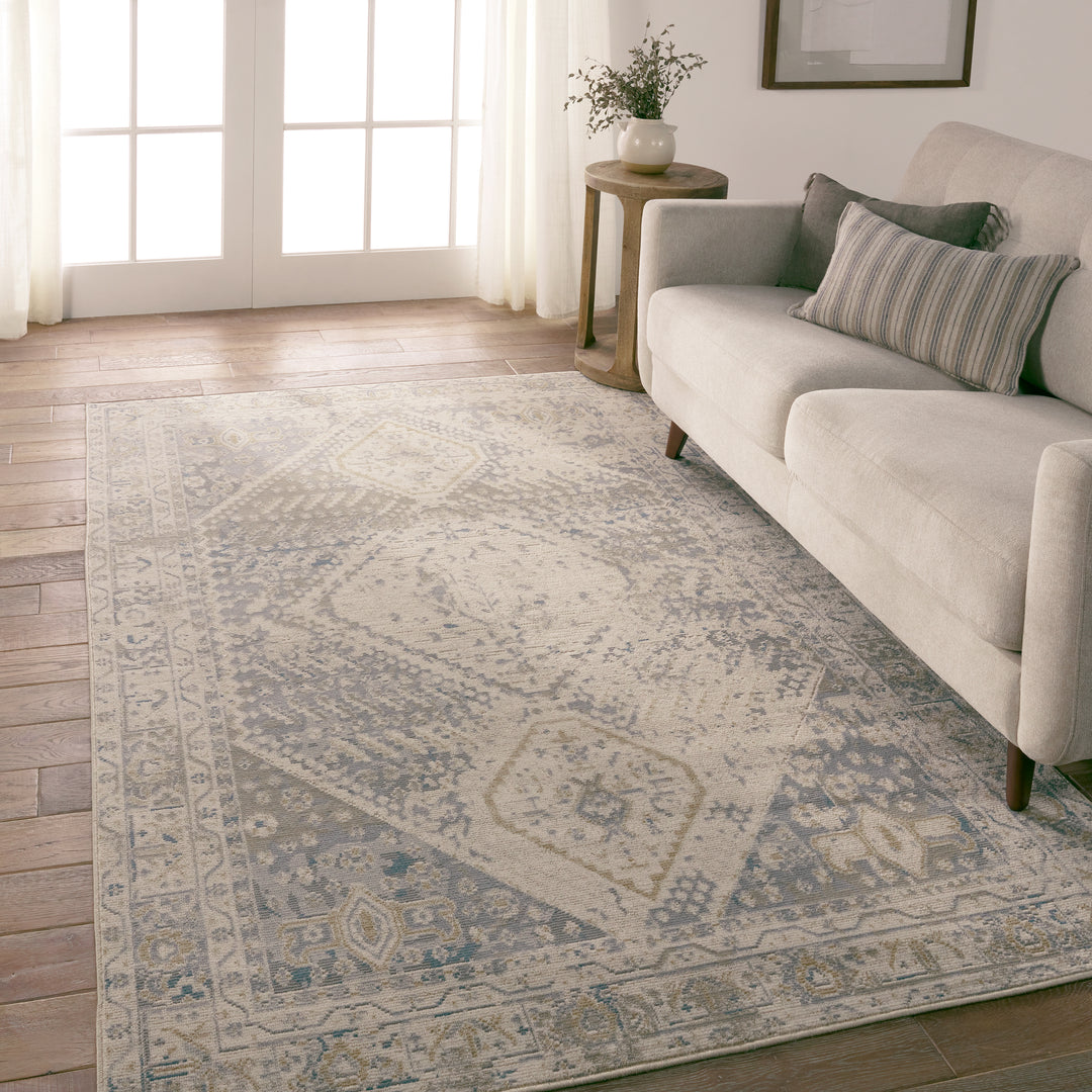 Vibe by Jaipur Living Rush Indoor/Outdoor Medallion Light Gray/ Blue Area Rug (2'6"X4')