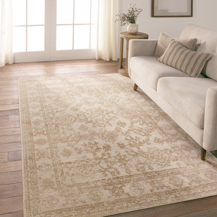 Vibe by Jaipur Living Salerno Indoor/Outdoor Medallion Gold/ Ivory Area Rug (5'X7'3")