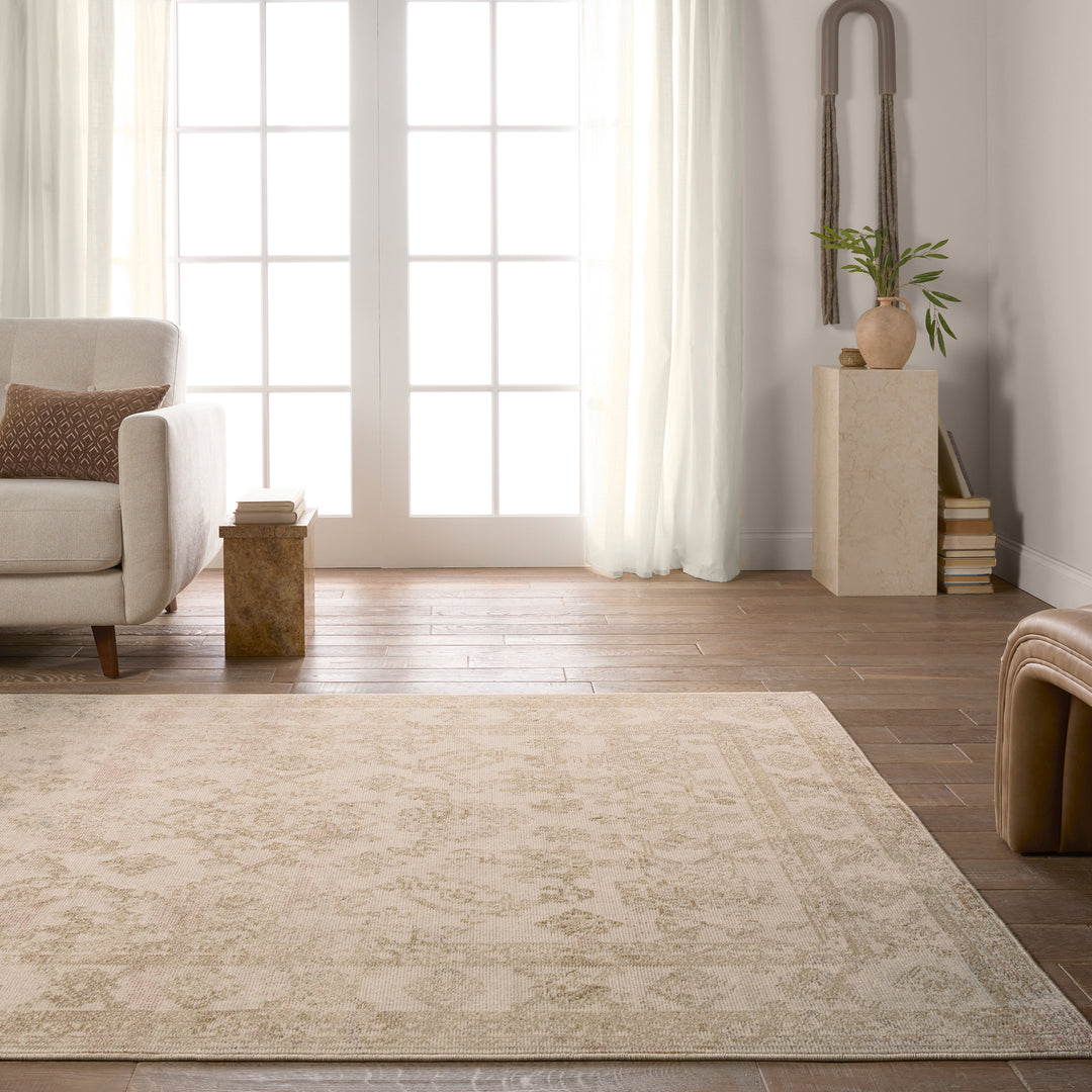 Vibe by Jaipur Living Salerno Indoor/Outdoor Medallion Gold/ Ivory Area Rug (5'X7'3")