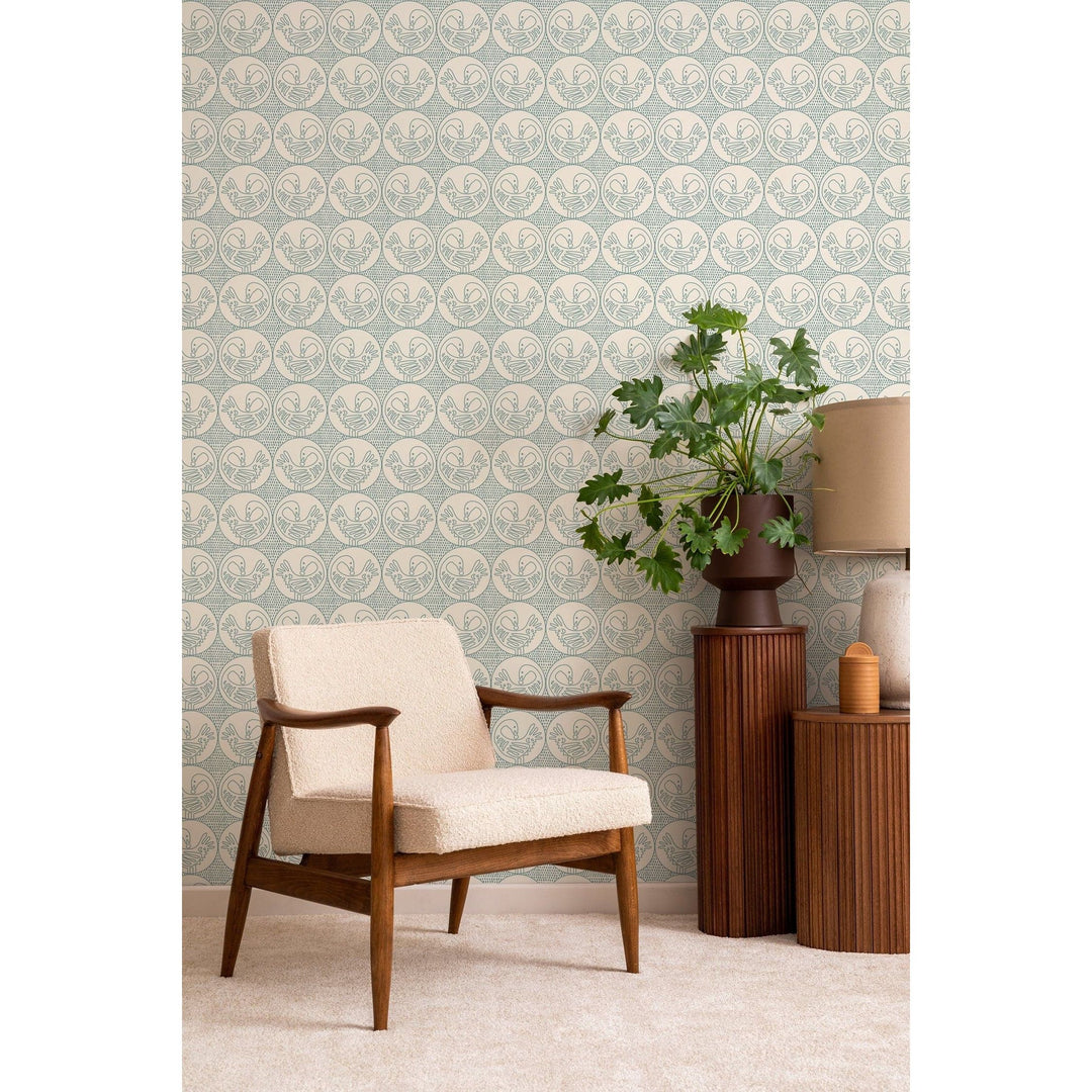 Sankofa Wallpaper-Mitchell Black-MITCHB-WCFM7-BL-PM-10-Wall DecorPatterns Sea Cliff Blue-Premium Matte Paper-5-France and Son