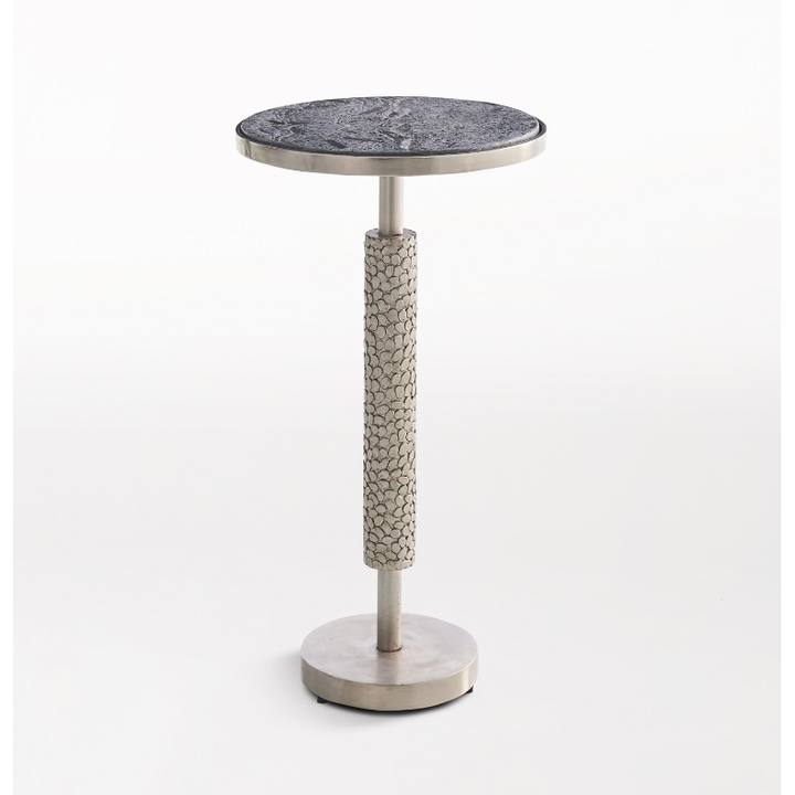 Side Tables Hammered Martini Table-Antique Nickel w/Grey Marble