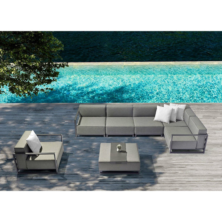 Sensation Indoor/Outdoor Ottoman-Whiteline Modern Living-WHITELINE-OT1701-GRY-Stools & Ottomans-1-France and Son