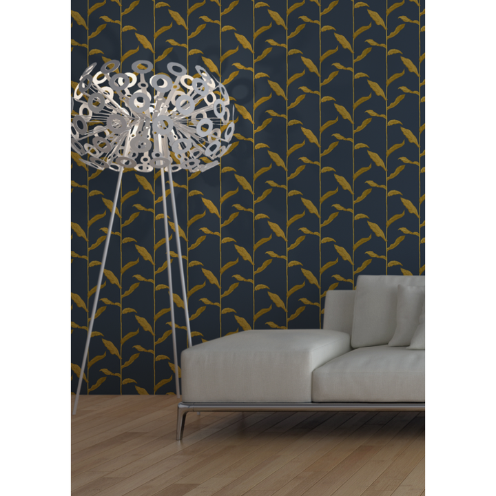 Stalks Wallpaper-Mitchell Black-MITCHB-WC382-4-PM-10-Wall DecorPatterns Golden Night-Premium Matte Paper-2-France and Son