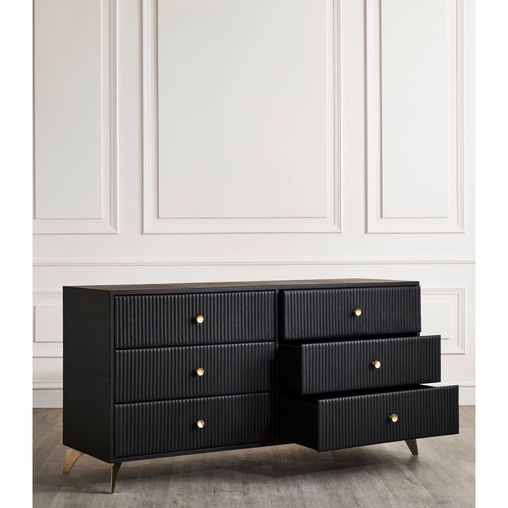 Stanford Six Drawer Dresser - Black