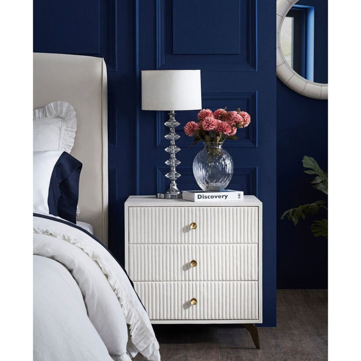 Nightstands Stanford Leather Three Drawer Nightstand - White