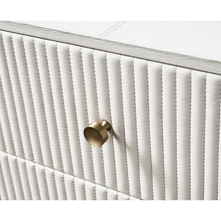 Stanford Leather Three Drawer Nightstand - White