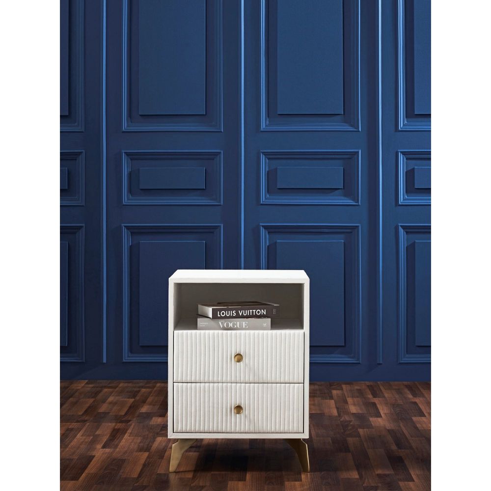 Stanford Two Drawer Side Table - White