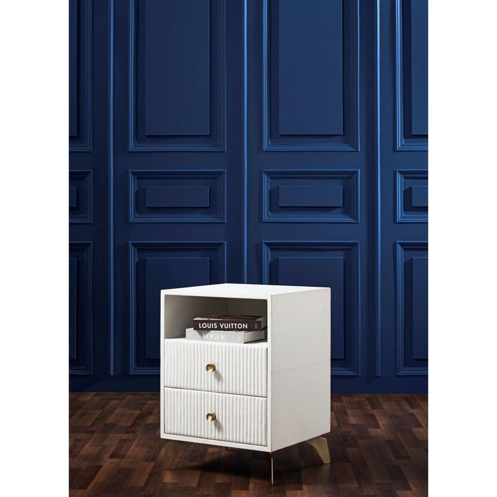 Stanford Two Drawer Side Table - White