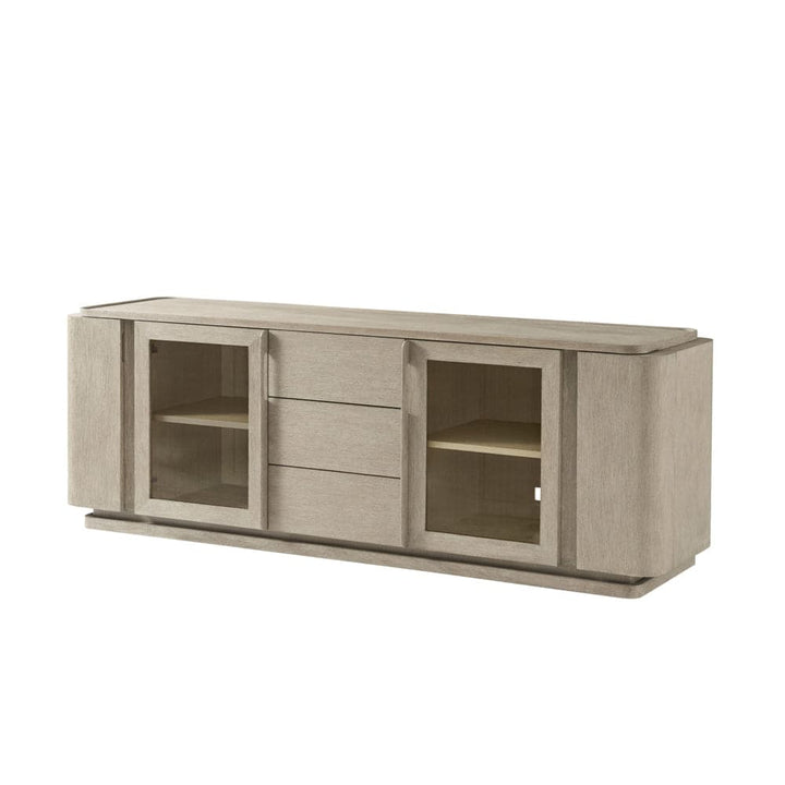 Repose Wooden Media Console-Theodore Alexander-THEO-TA62010.C322-Media Storage / TV Stands80"W-Grey Oak Finish-7-France and Son