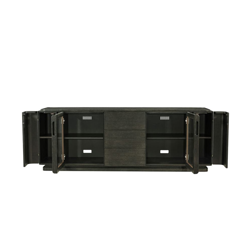 Repose Wooden Media Console-Theodore Alexander-THEO-TA62015.C325-Media Storage / TV Stands100"W-Charcoal Oak Finish-9-France and Son