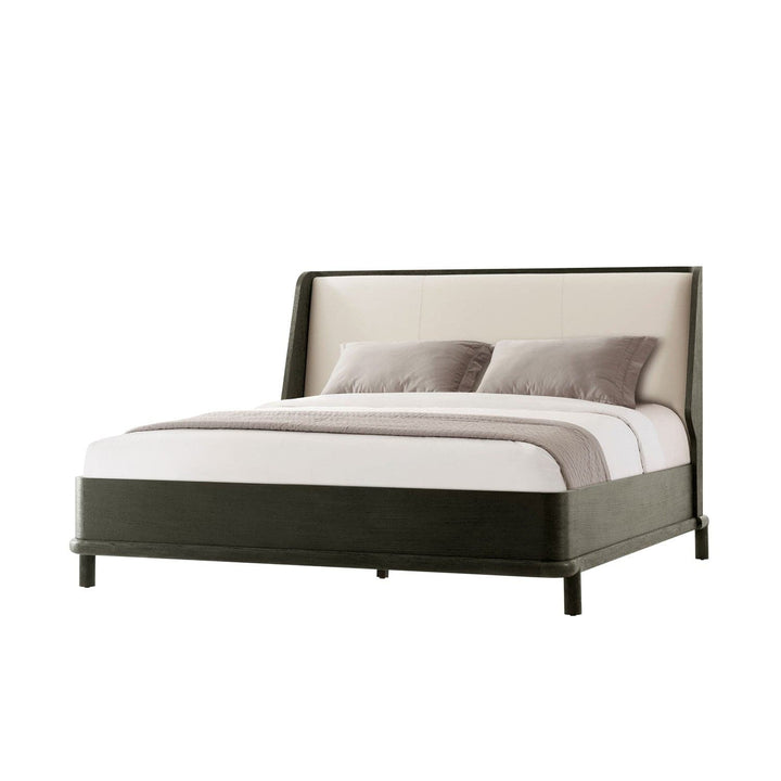 Repose Wooden US Bed-Theodore Alexander-THEO-TA82027.2BHH-BedsCharcoal Oak Finish-Upholstered Headboard-Queen-19-France and Son