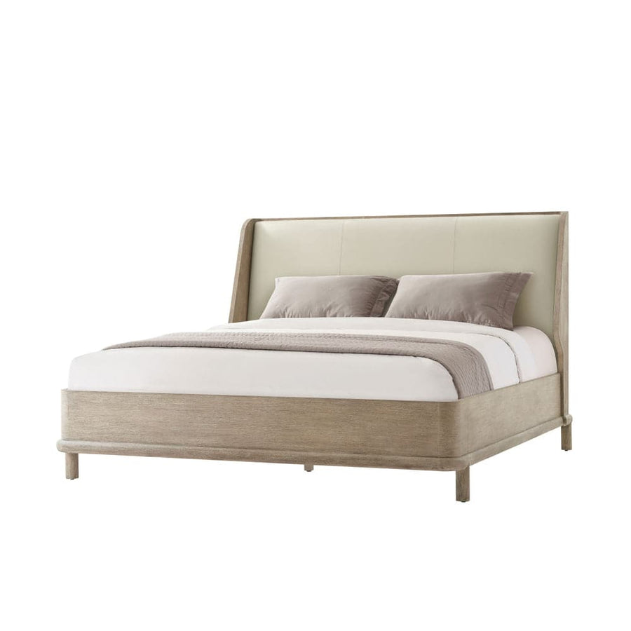 Repose Wooden US King Bed-Theodore Alexander-THEO-TA83027.2BGP-BedsGrey Oak Finish-Round Mission Style Legs-1-France and Son