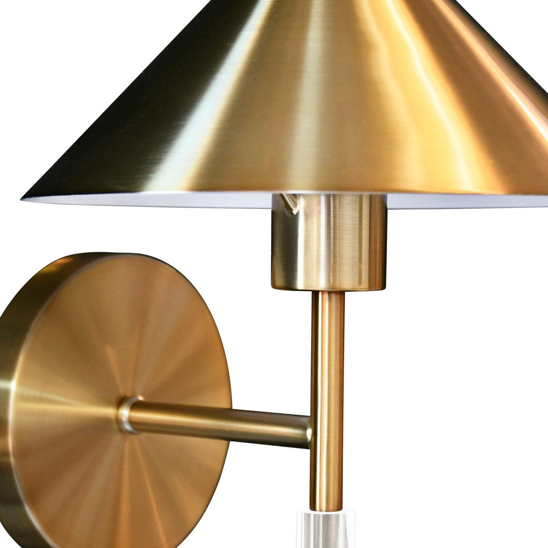 Talon - Sconce With Acrylic Pole And Triangular Metal Shade In Antique Brass