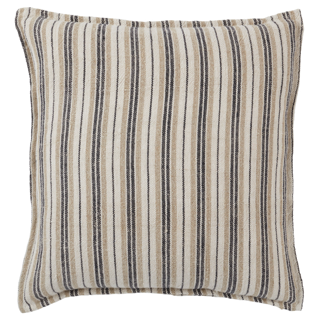 Jaipur Living Lucien Striped Dark Brown/ Cream Down Pillow (20" Square)