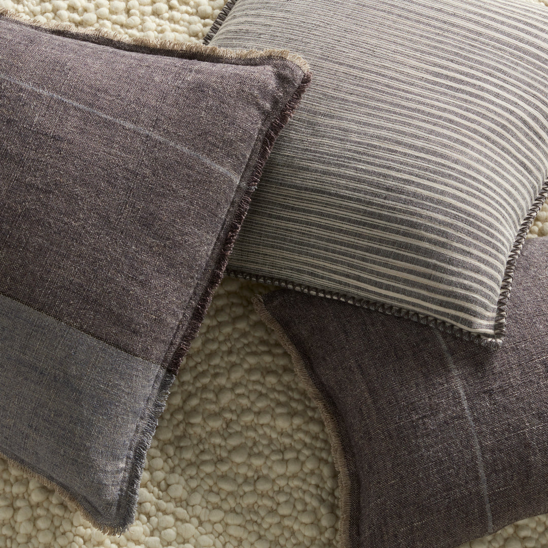 Jaipur Living Morrigan Striped Gray/ Slate Poly Fill Pillow (16"X24" Lumbar)