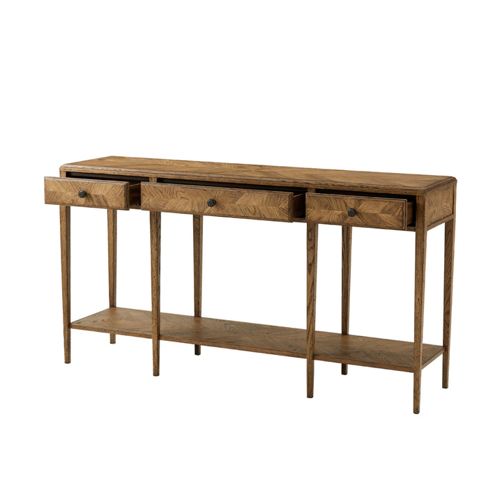 Nova Two Tiered Console Table-Theodore Alexander-STOCKR-THEO-TAS53036.C254-Console TablesDusk-3-France and Son