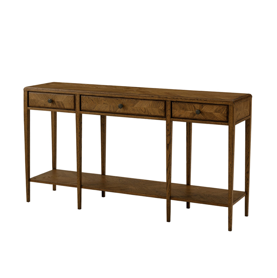 Nova Two Tiered Console Table-Theodore Alexander-STOCKR-THEO-TAS53036.C254-Console TablesDusk-1-France and Son