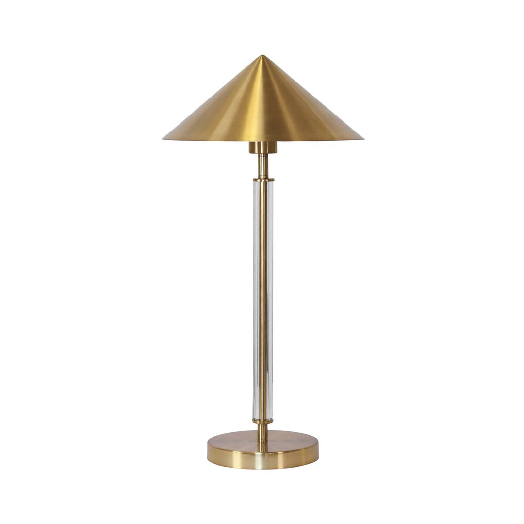 Tate - Table Lamp With Acrylic Pole And Triangular Metal Shade In Antique Brass