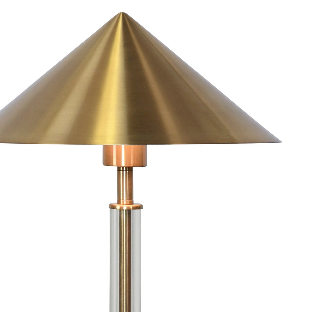 Tate - Table Lamp With Acrylic Pole And Triangular Metal Shade In Antique Brass