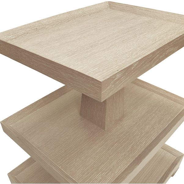 Side Tables Three Tier Center Column Side Table In Cerused Oak