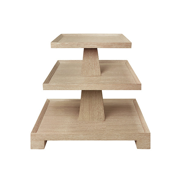 Side Tables Three Tier Center Column Side Table In Cerused Oak