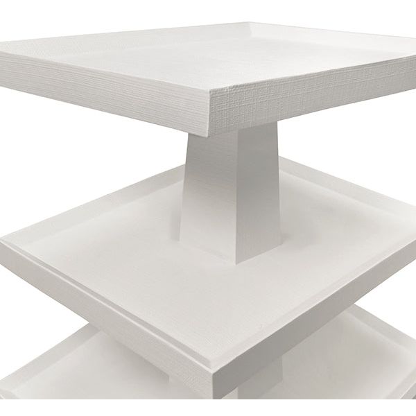 Side Tables Tatiana Three Tier Center Column Side Table In Textured White Linen