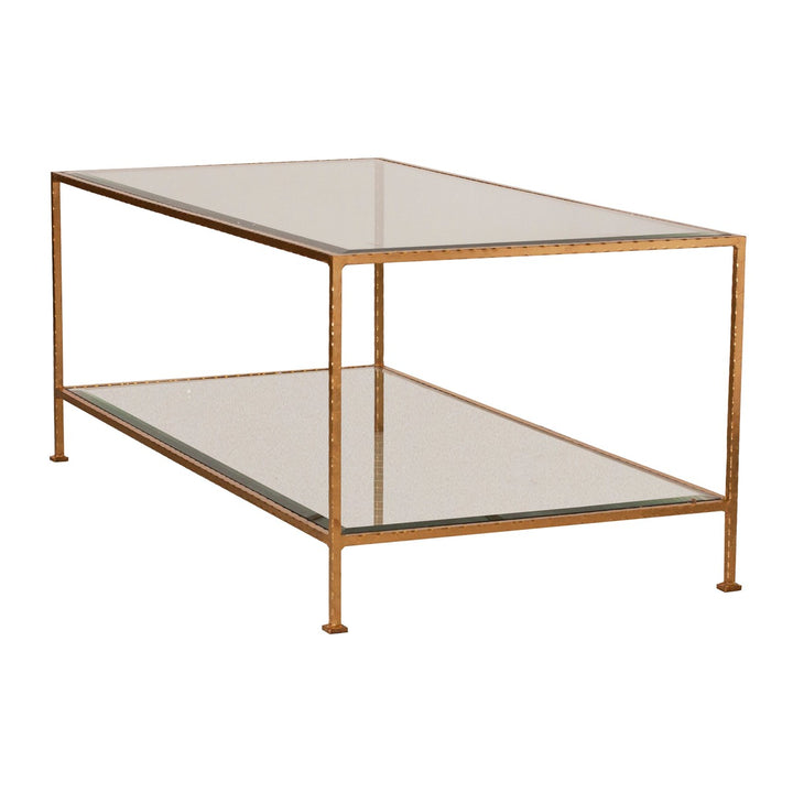 Taylor - Gold Leaf Rectangular Coffee Table W. Beveled Glass