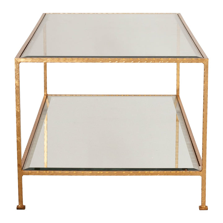 Taylor - Gold Leaf Rectangular Coffee Table W. Beveled Glass