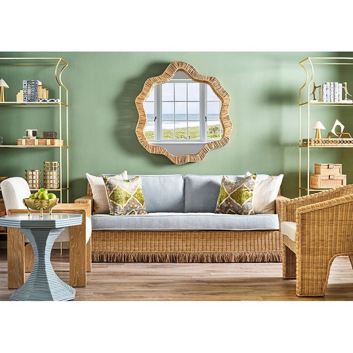 Rattan Three Leg Lounge Chair With Performance Ivory Linen