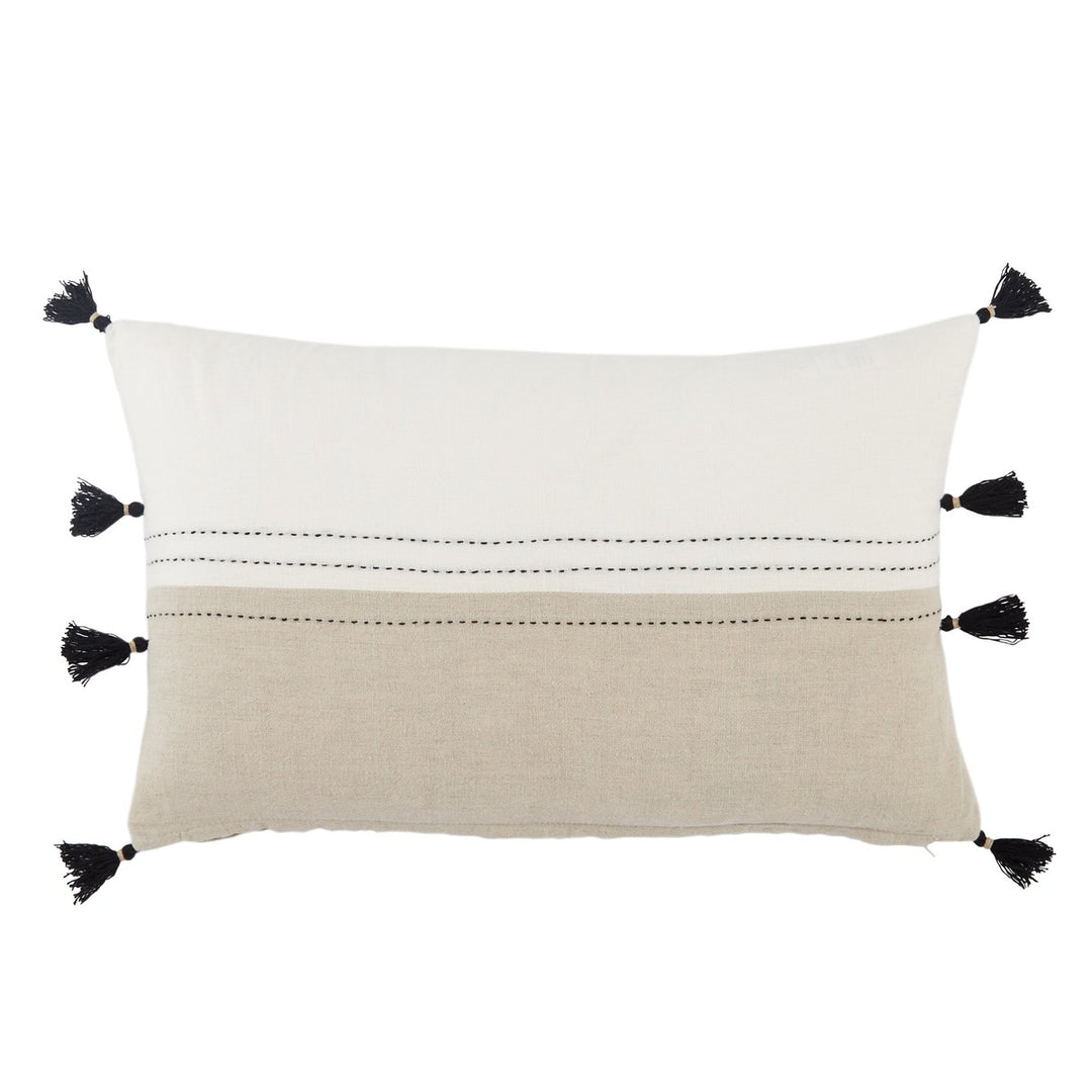 Jaipur Living Yamanik Striped White/ Beige Poly Fill Pillow (13"X21" Lumbar)